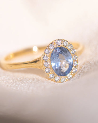 lilac sapphire halo ring