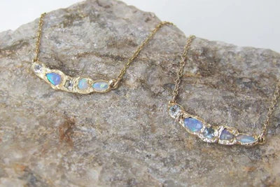 journey treasure mermaid necklace - aquamarine + opal