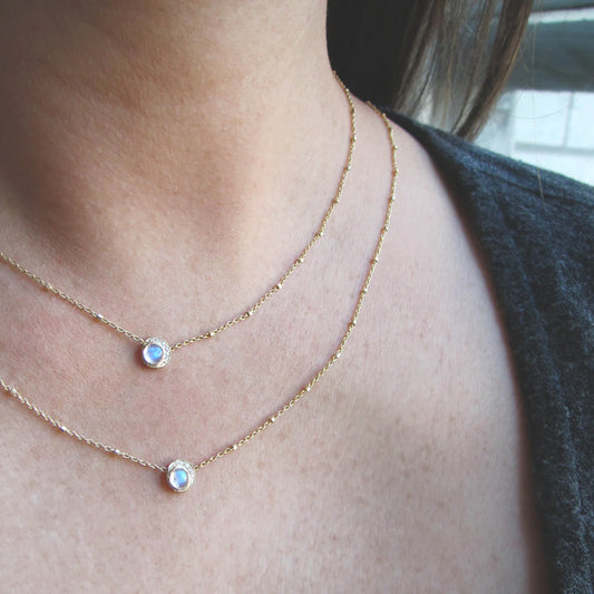 baby moon necklace - moonstone
