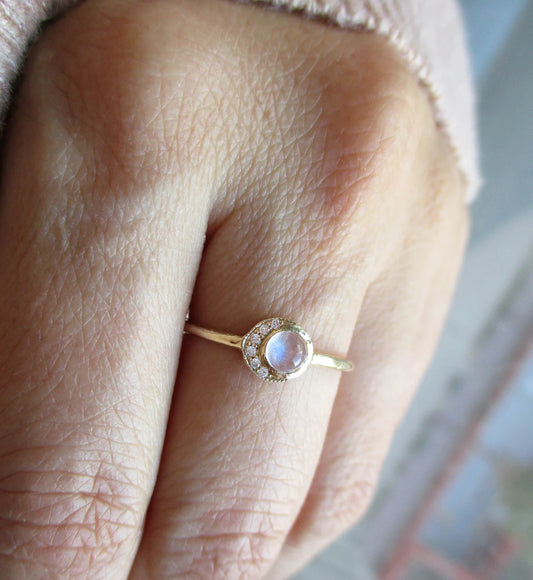 baby moon ring - moonstone