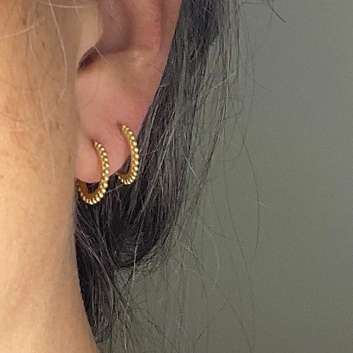 city hoop earrings - granulated