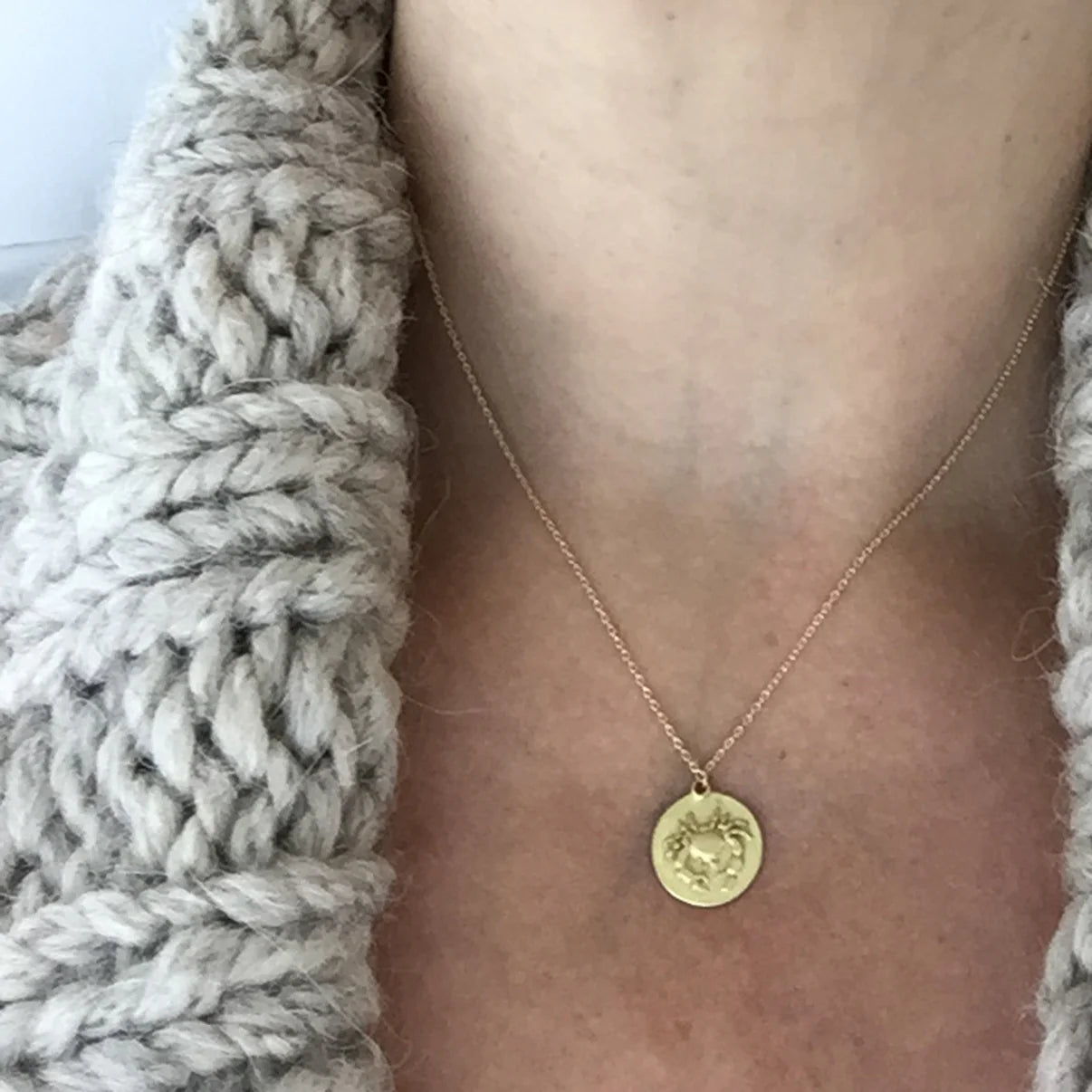 zodiac medal pendant necklace - cancer