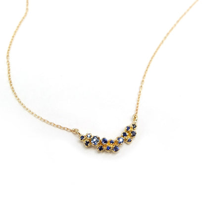curved cluster necklace - blue sapphire