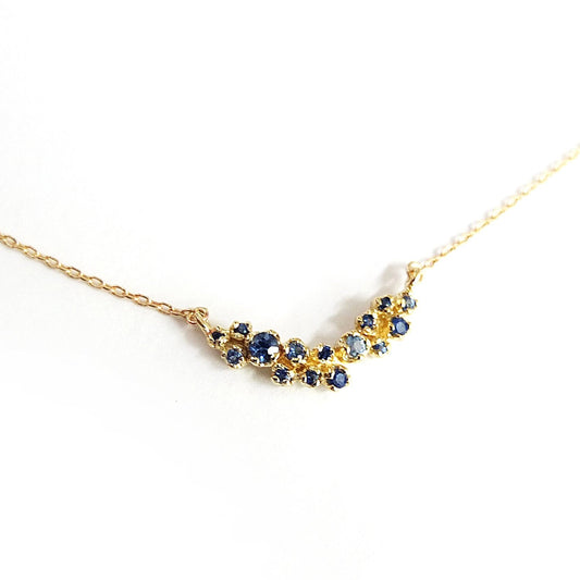 curved cluster necklace - blue sapphire