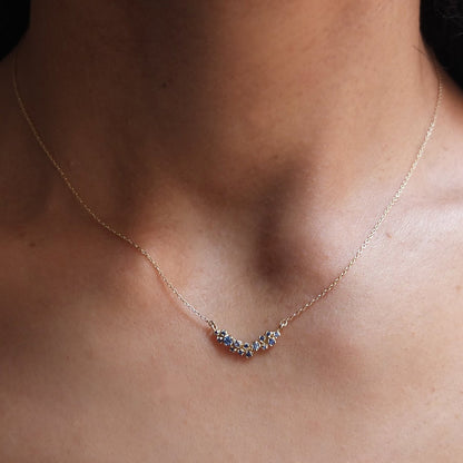 curved cluster necklace - blue sapphire