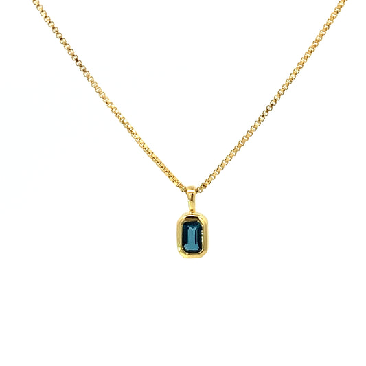 vertical octagon pendant necklace - london blue topaz