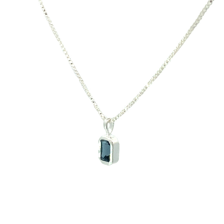 vertical octagon pendant necklace - london blue topaz