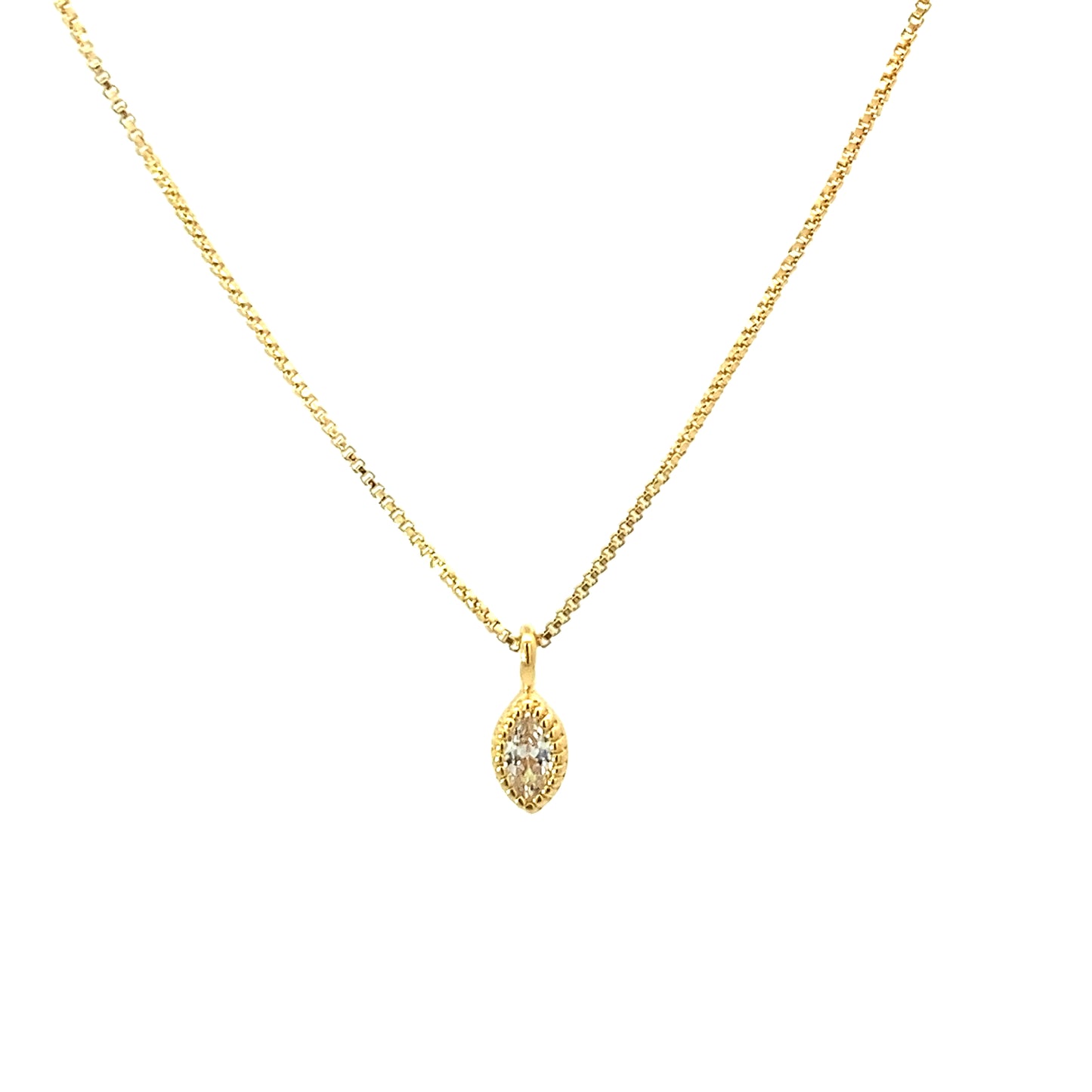 marquise milgrain pendant necklace - cz