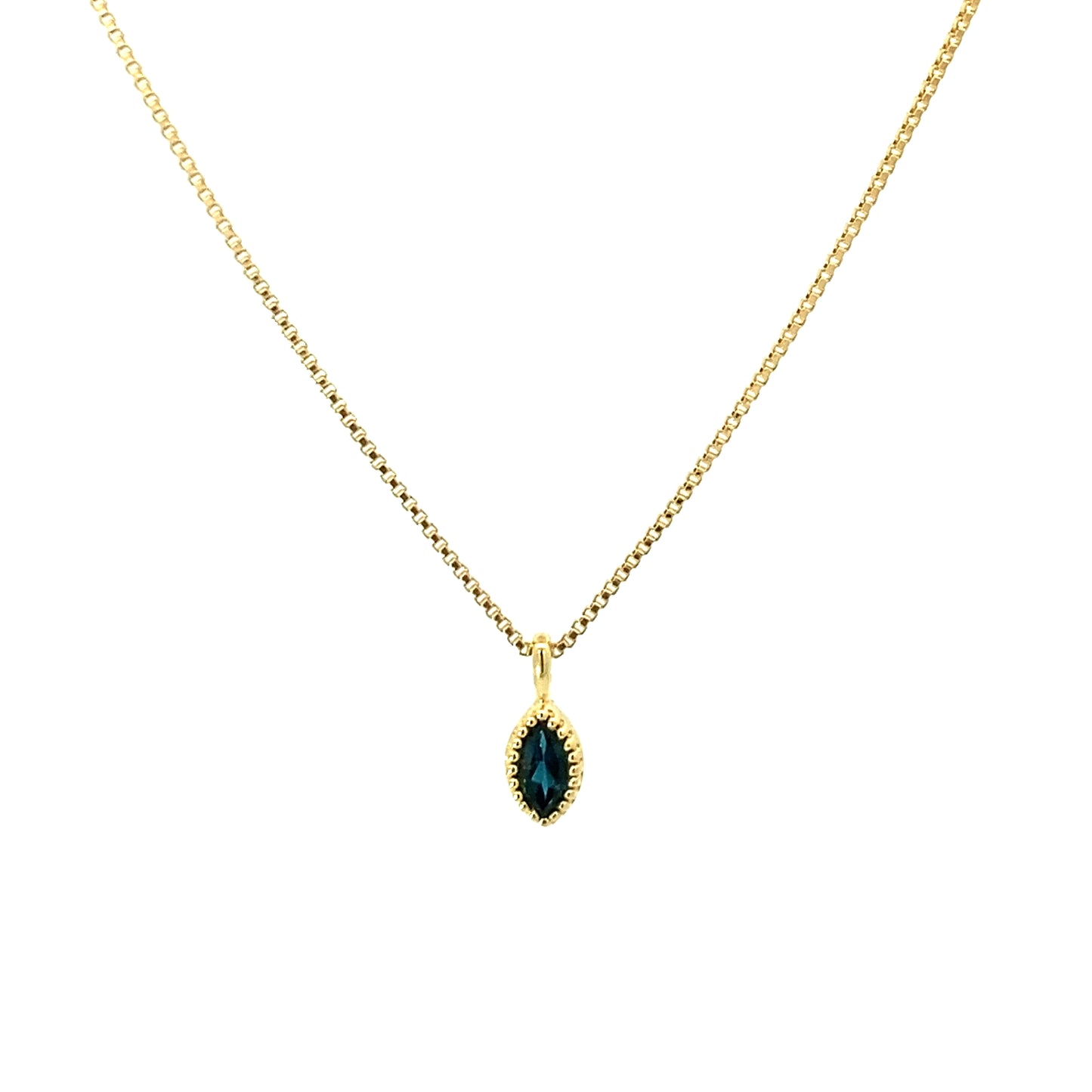 marquise milgrain pendant necklace - london blue topaz