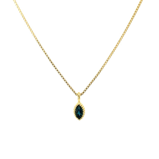 marquise milgrain pendant necklace - london blue topaz