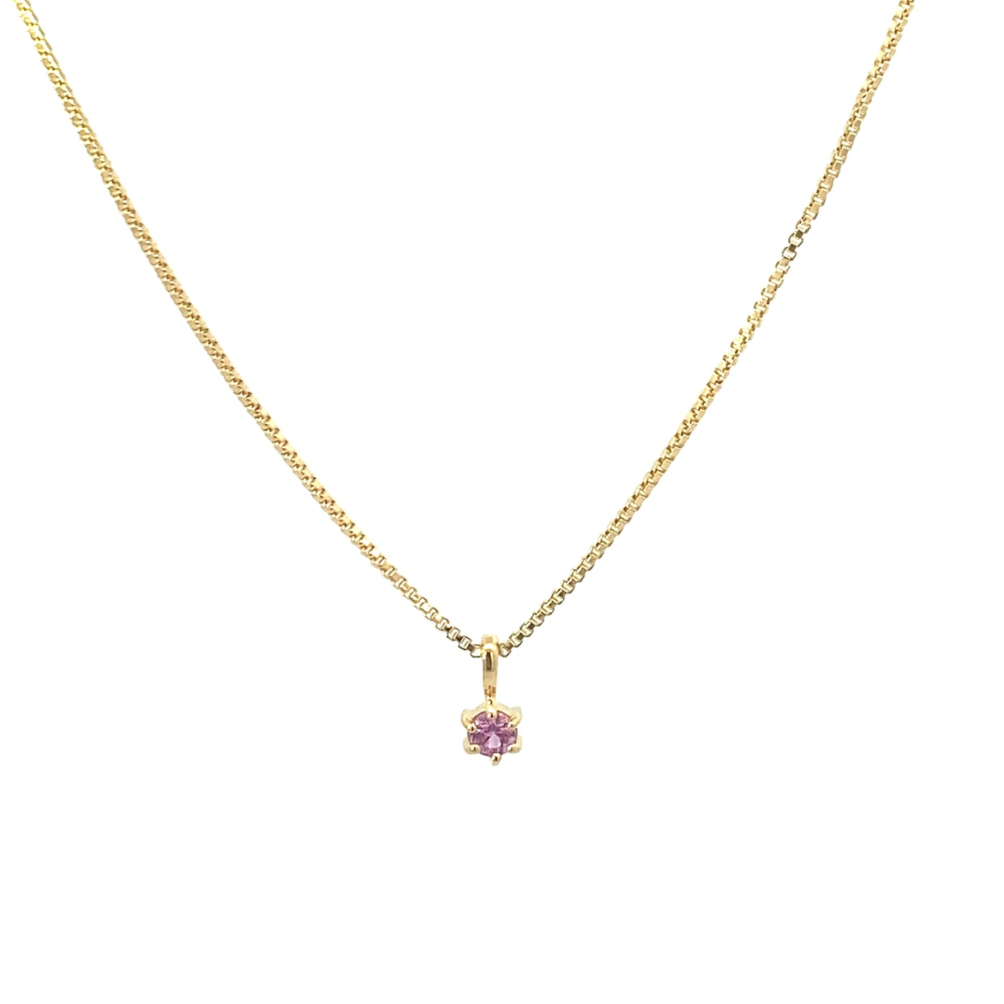 small round claw-set pendant necklace - pink sapphire