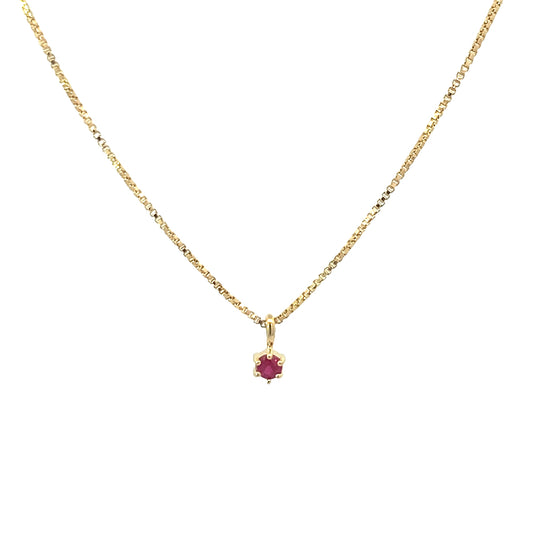 small round claw-set pendant necklace - ruby