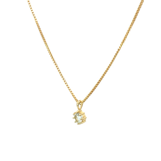 round claw-set pendant necklace - aquamarine