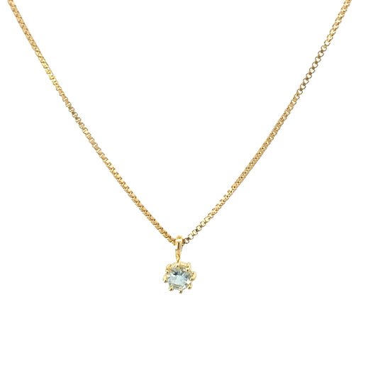round claw-set pendant necklace - aquamarine