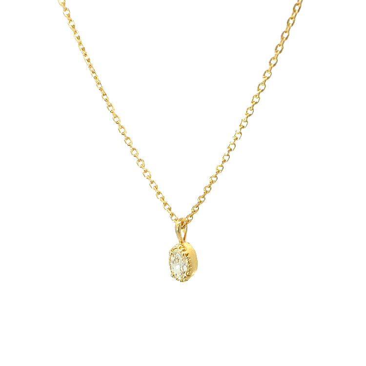 oval milgrain pendant necklace - cz
