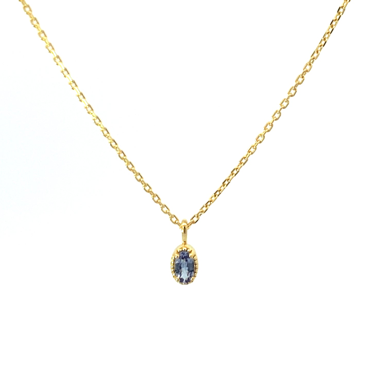 oval milgrain pendant necklace - tanzanite