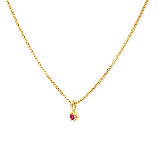 tiny round milgrain pendant necklace - ruby