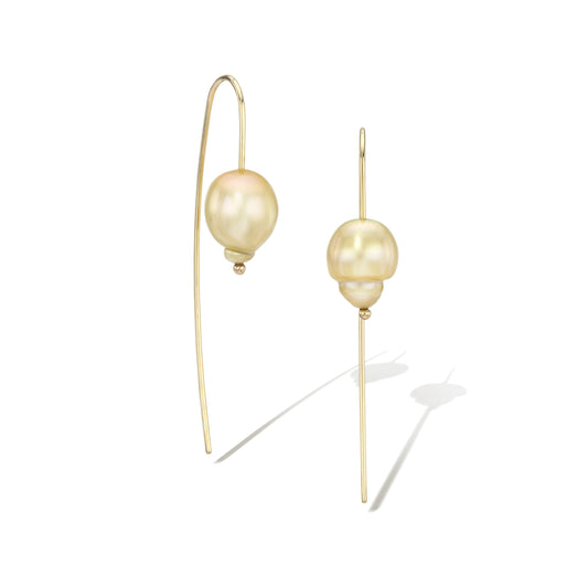 nova baroque south sea golden pearl hook earrings