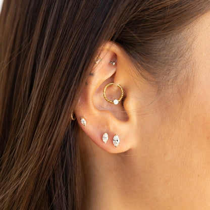 marquise v-prong stud earrings - grown diamond