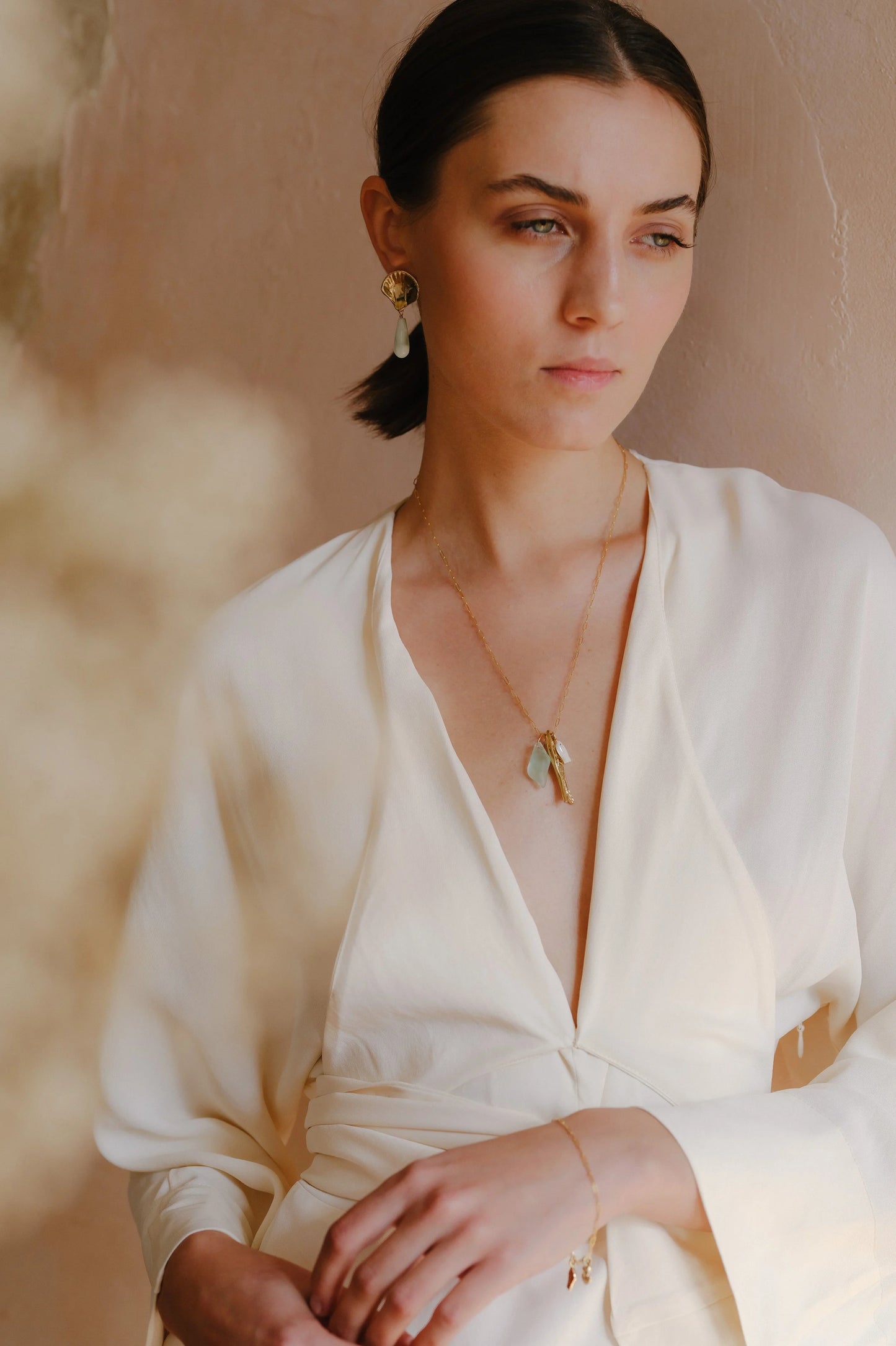 lalo shell drop earrings - light blue celestite