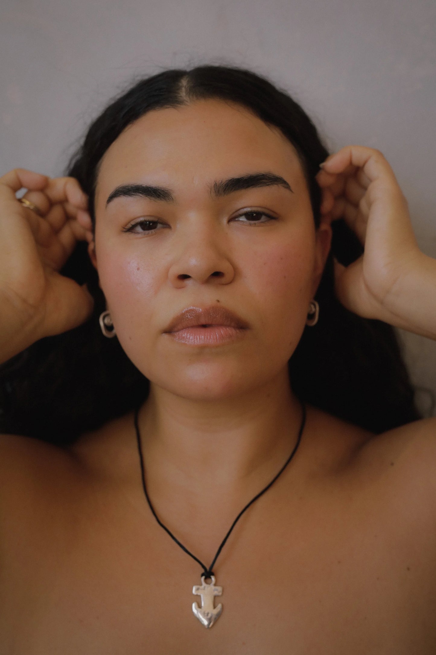 small cornu hoop earrings