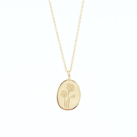 gold pendant necklace - poppies