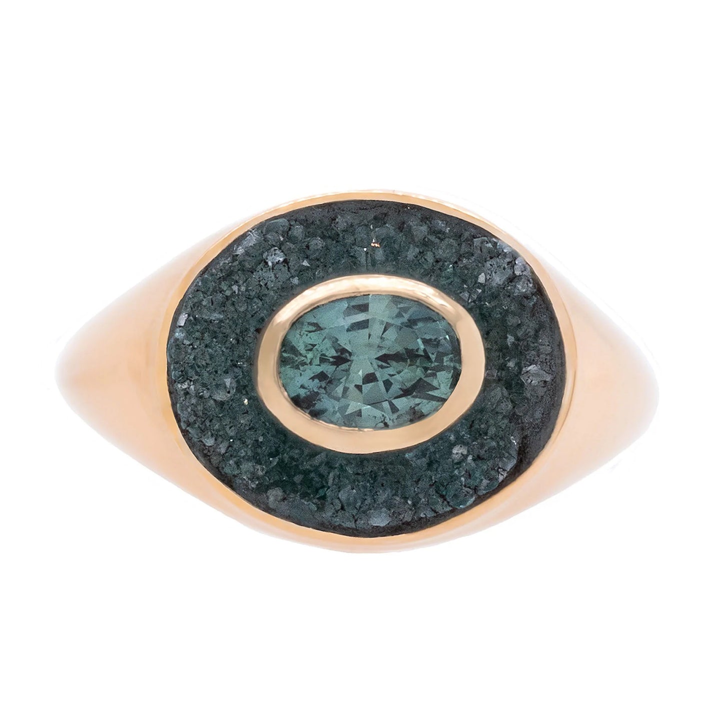 the arête ring - druzy chrysocolla + montana sapphire