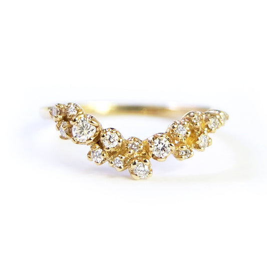 curved grand cluster ring - diamond