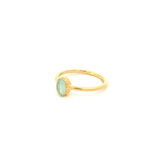 oval milgrain ring - aquamarine cabochon