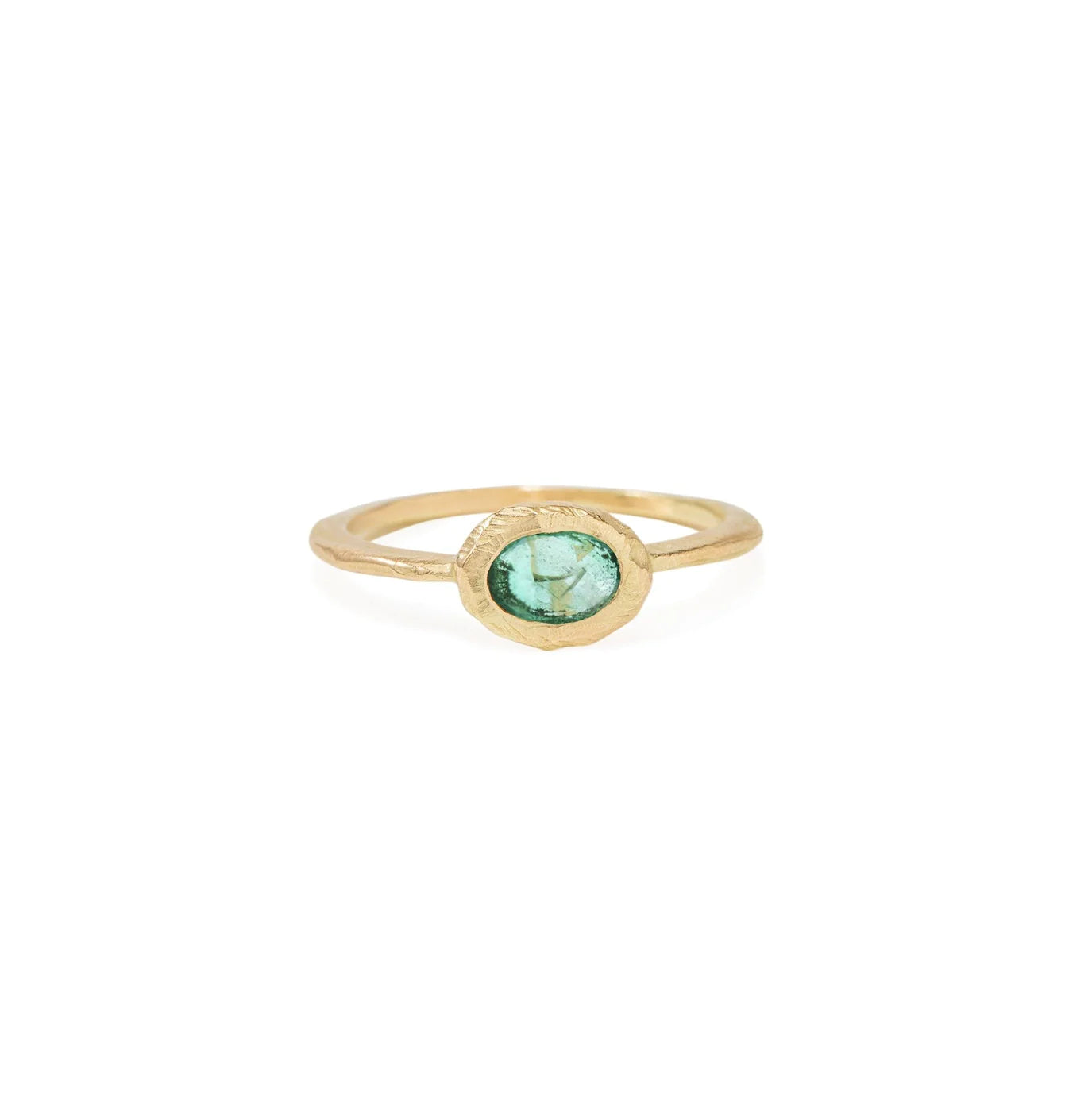 oval horizontal stone ring - emerald