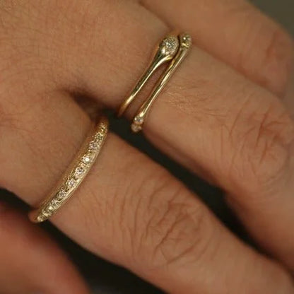 domed textured ring - natural diamond