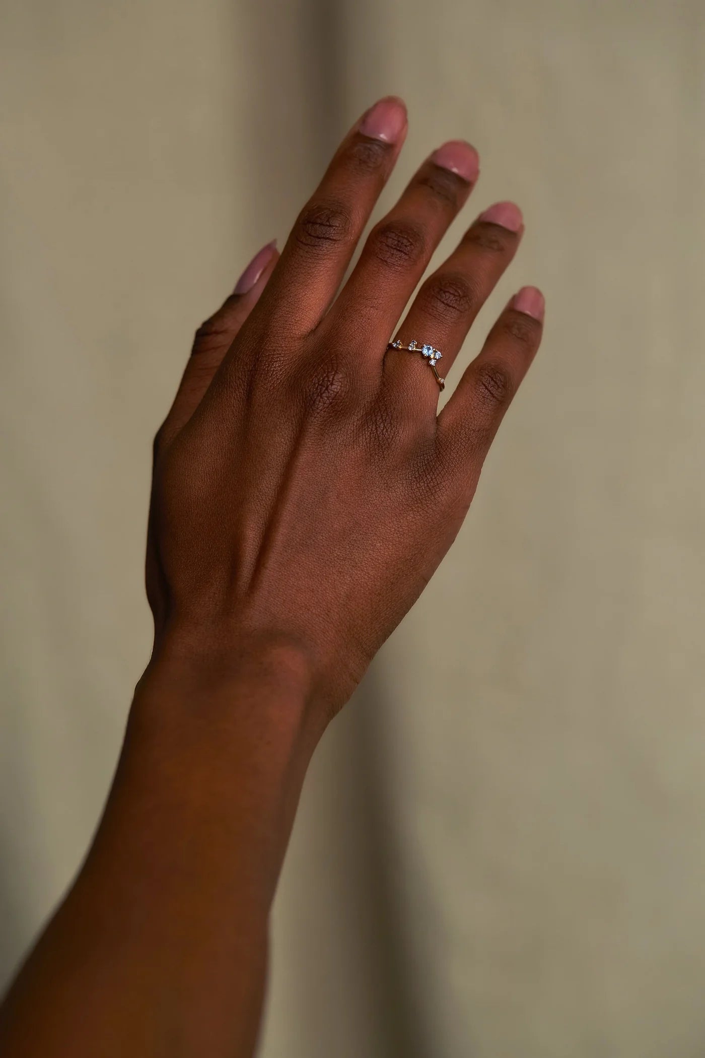 wwake / organic triangle sapphire + diamond ring