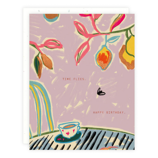 time flies birthday card