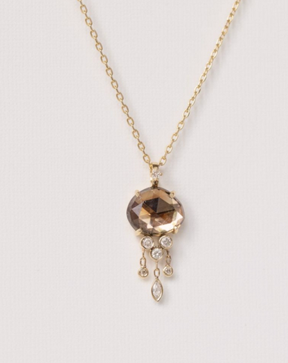 copper tourmaline & dangling diamonds jellyfish necklace