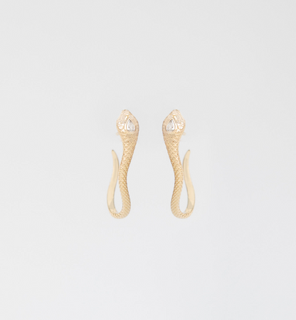 cobra pear diamond earrings