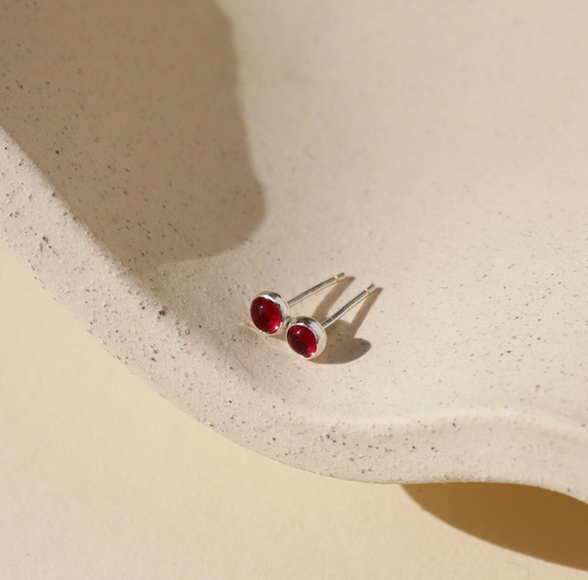 petite garnet stud earrings