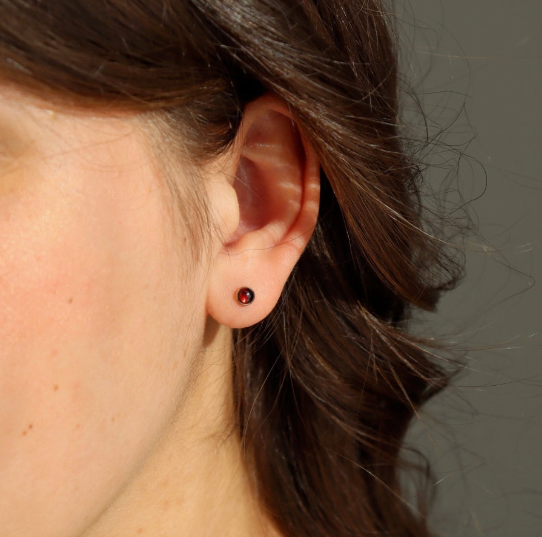 petite garnet stud earrings