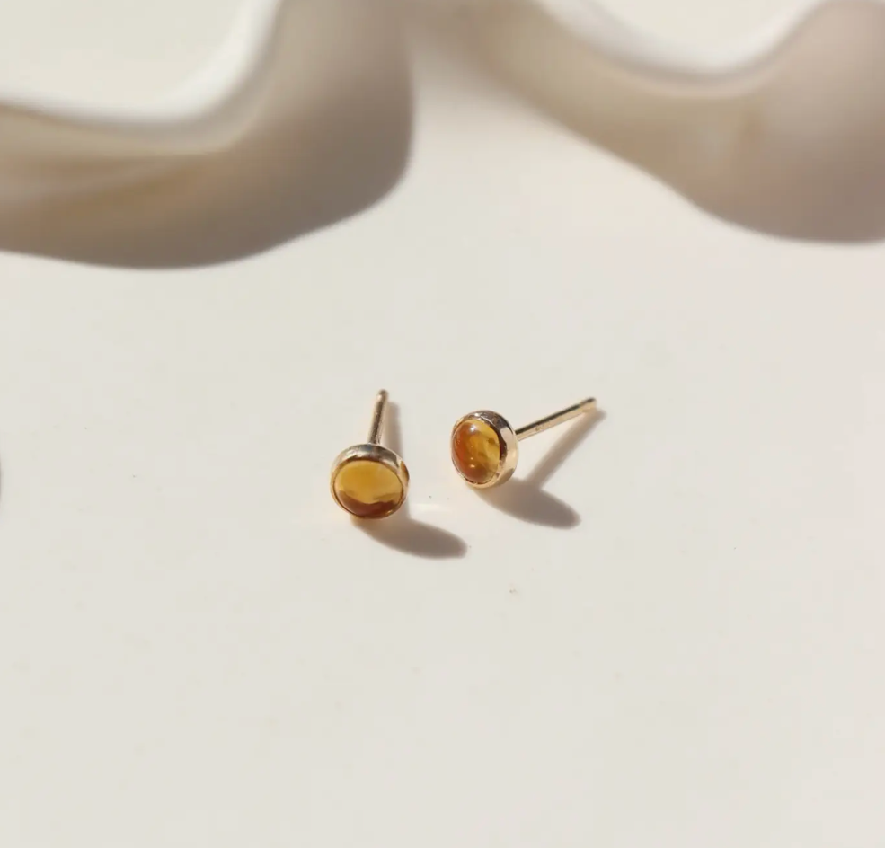 petite citrine stud earrings