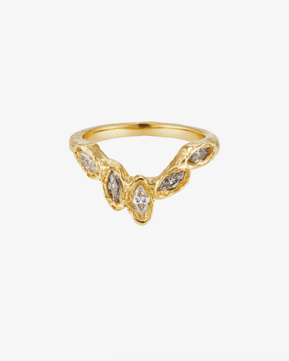 marquise five diamond v shape scatter ring - natural diamond