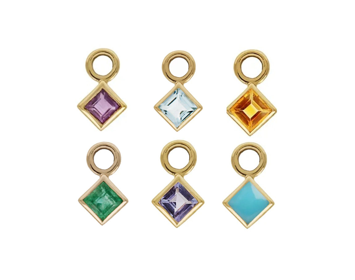 métier / princess cut gemstone plaque charm - single