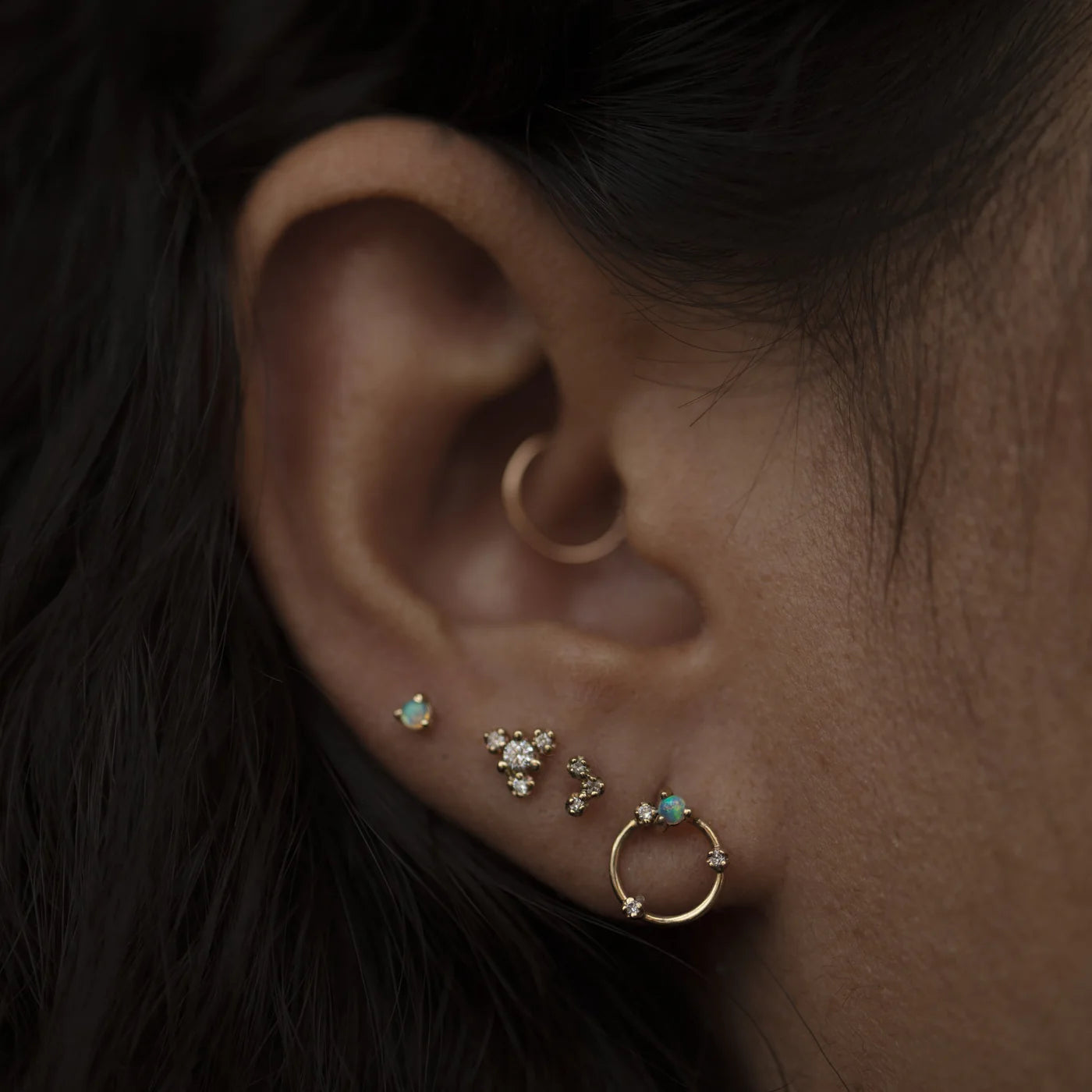 wwake / small opal stud earring - single