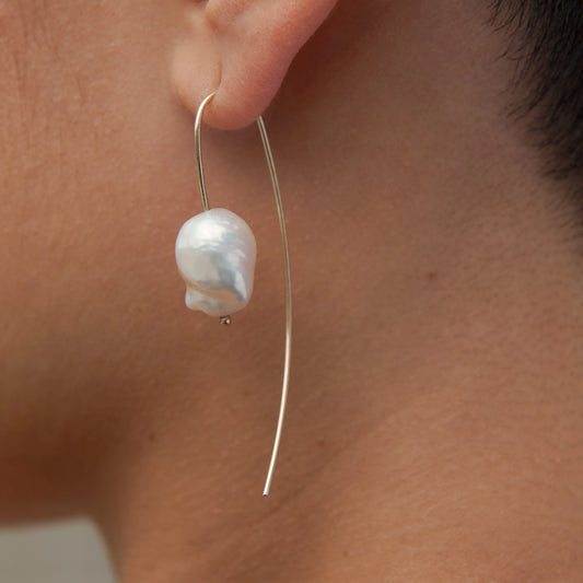 nova baroque white pearl hook earrings