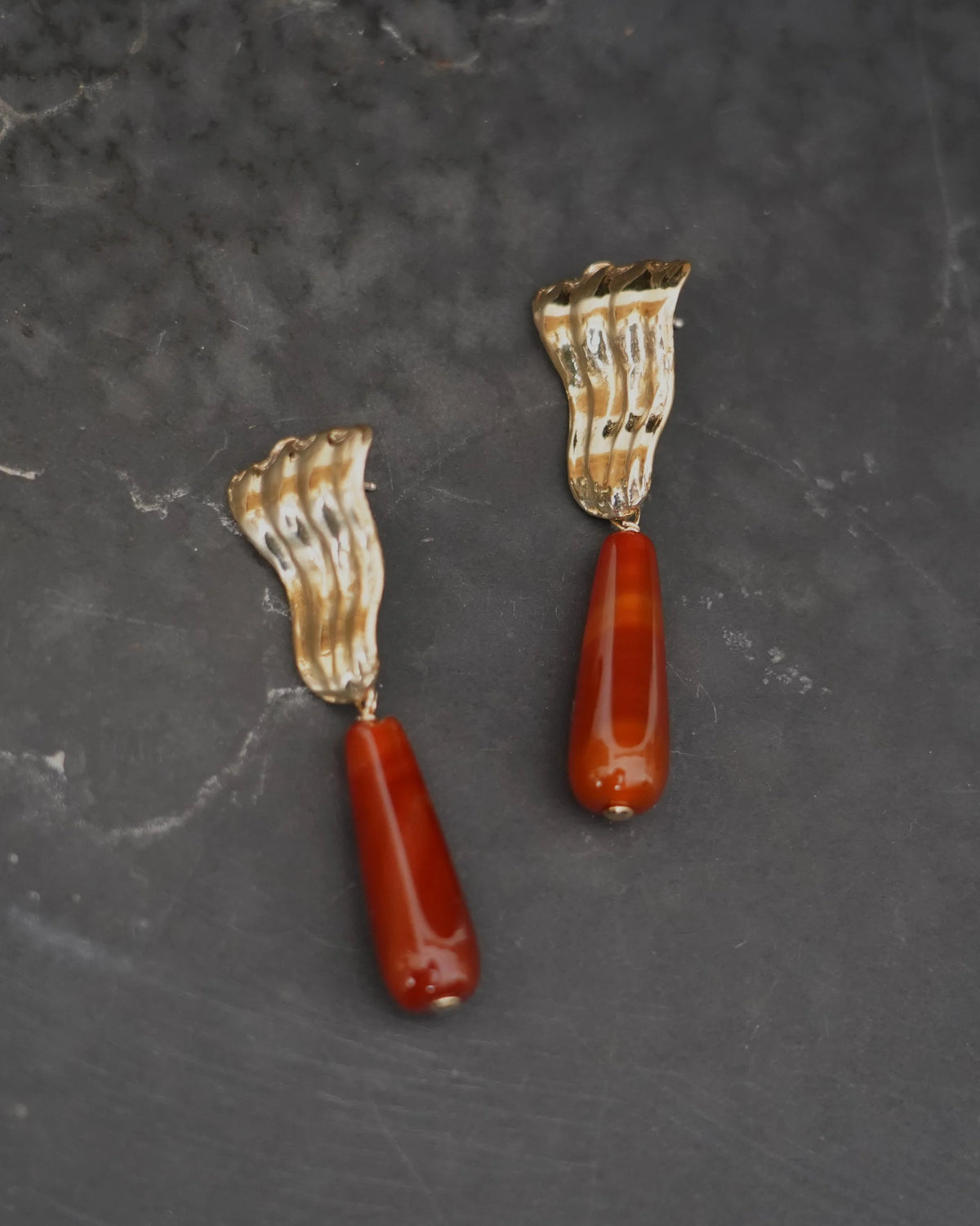 torch earrings - carnelian