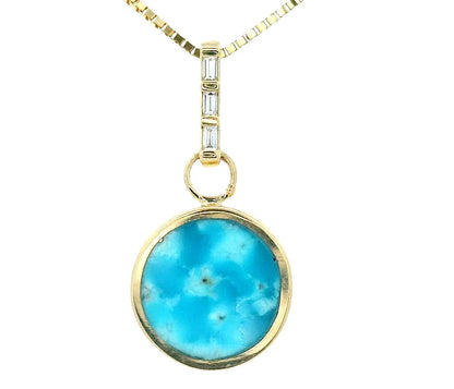 the reversible pendant - turquoise + black jade + natural diamond