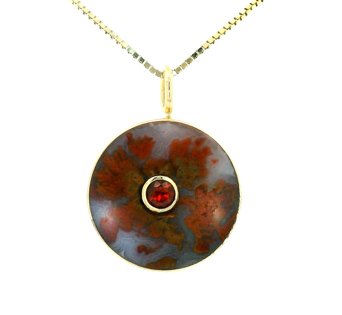 the cerclen pendant - agate + garnet