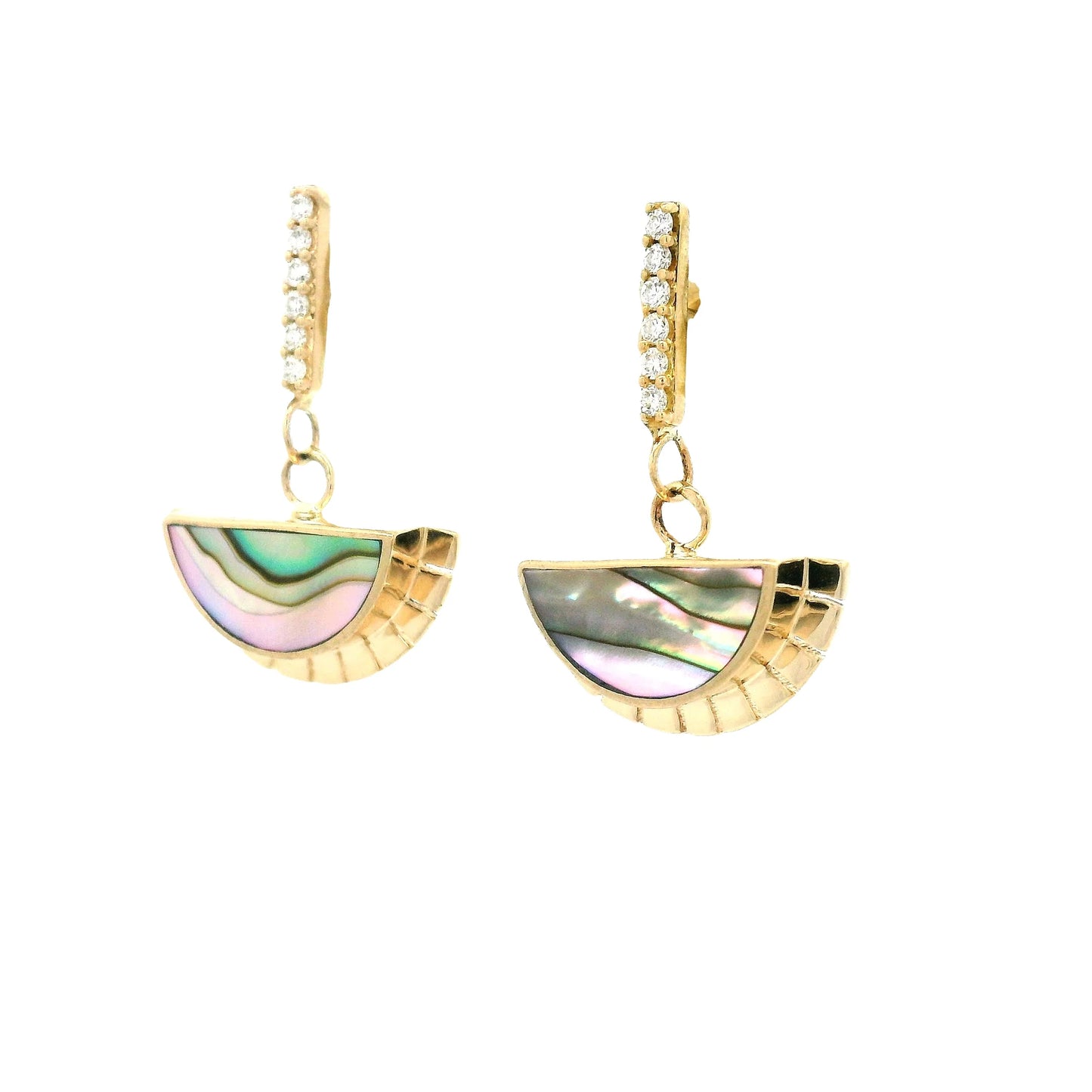 selene earrings - abalone + natural diamond