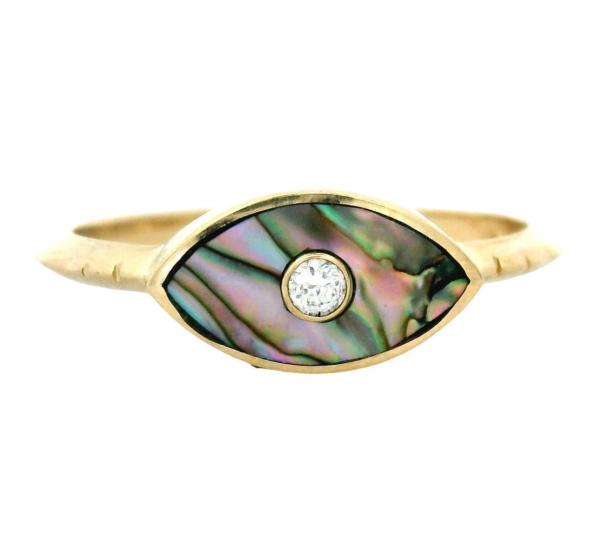 the anja ring - abalone + natural diamond