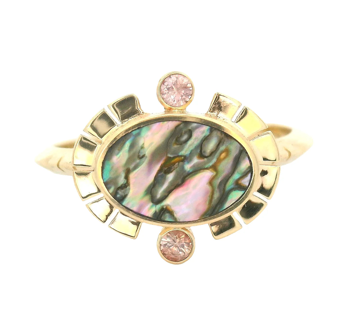 the sol ring - abalone + pink montana sapphire
