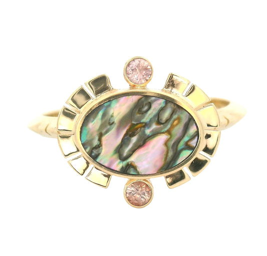 the sol ring - abalone + pink montana sapphire
