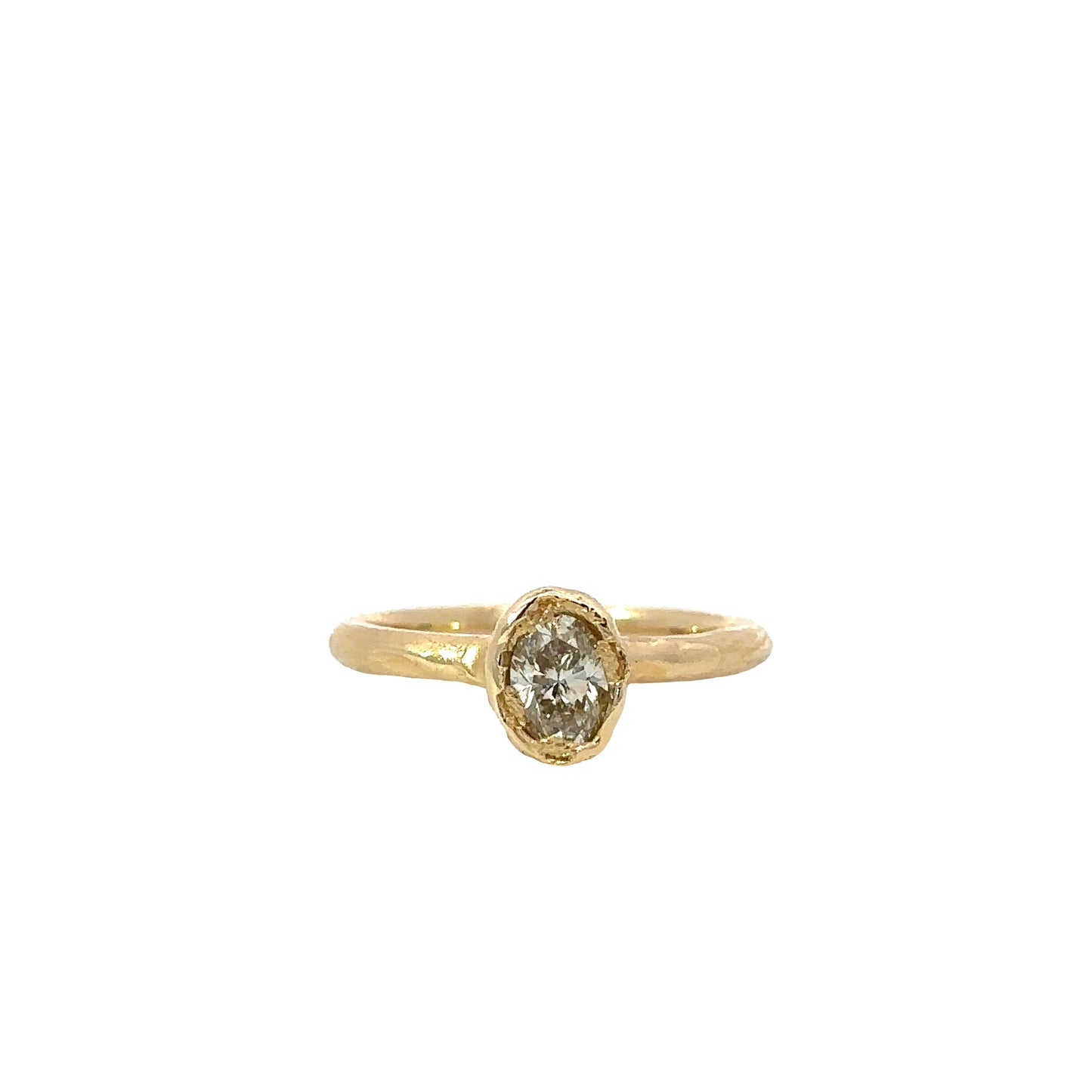 oval organic solitaire ring - natural champagne diamond